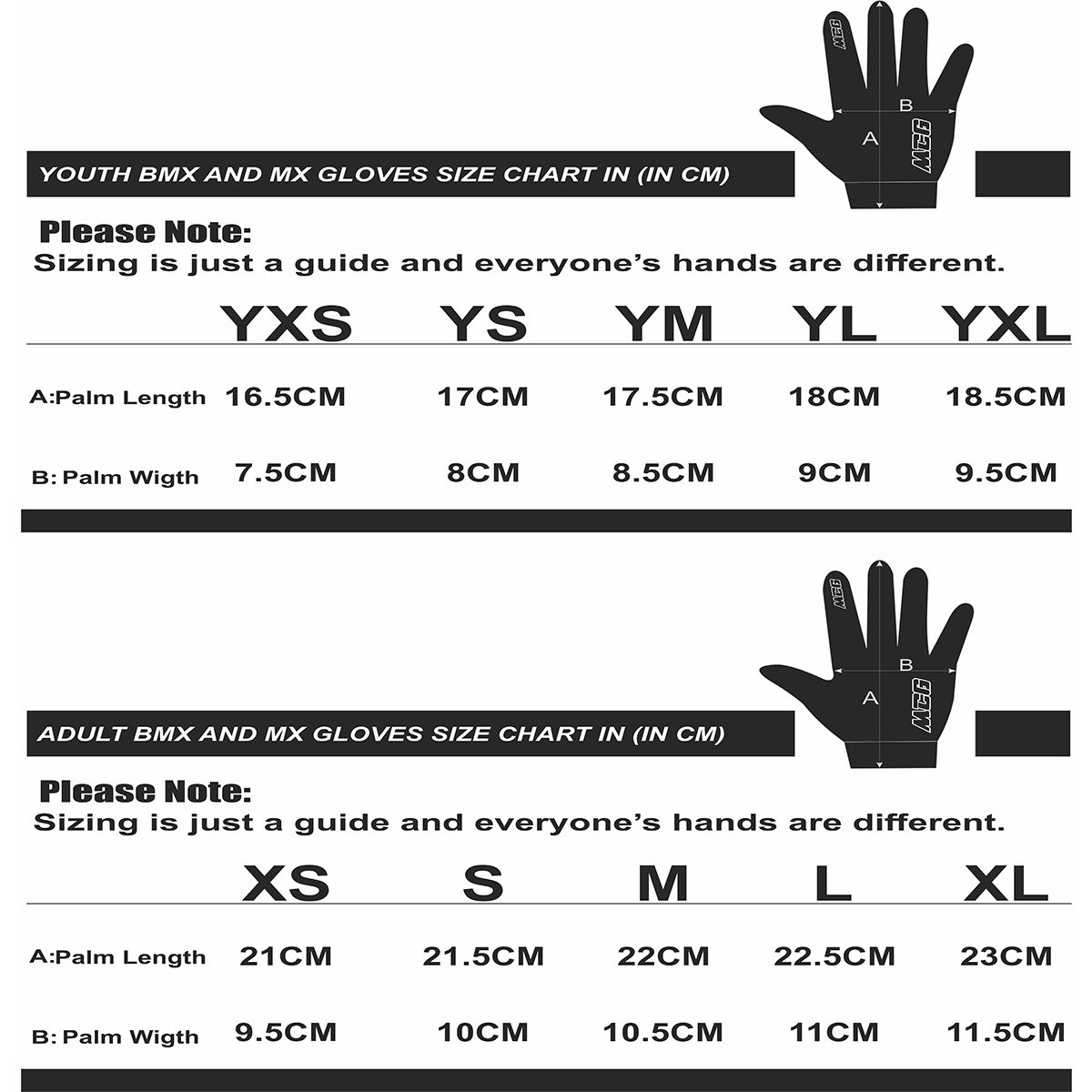 Size Chart - Moto Cross Gears